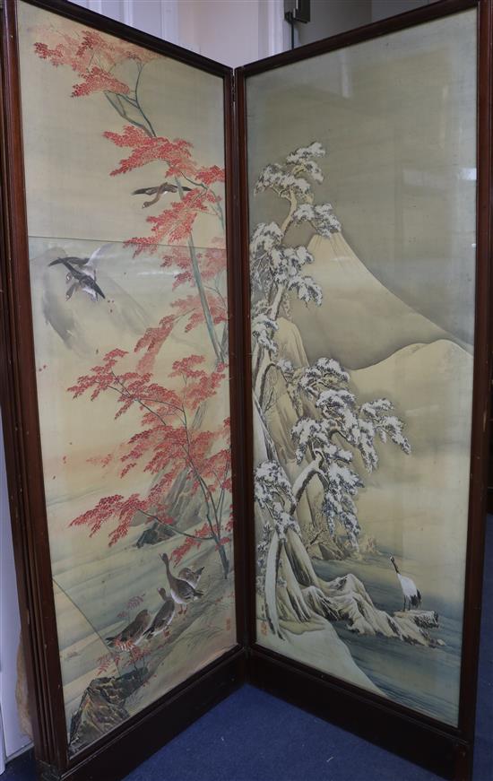 A Japanese four fold screen, 158cm high